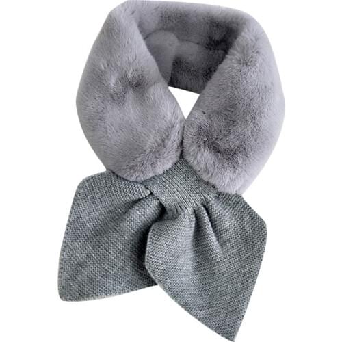 Winter Warm Faux Fur Plush Scarf Ring Style Collar Neck Peach Heart Cross Scarves Knitting Wool Scarf Solid Color Long Skinny