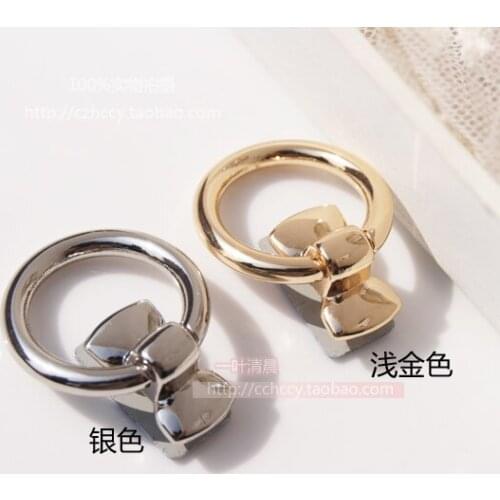 10pcs/lot diy upscale accessories, bag strap links Carry buckle Screw mounting Light gold /silver Alloy bow carry her ring