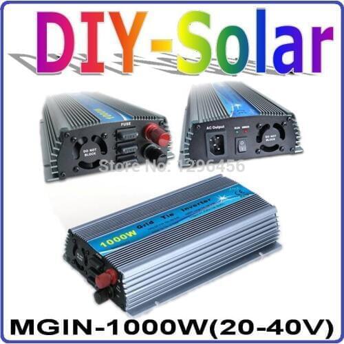 1000W 20-40VDC MPPT Grid tie inverter for 1200W 24V or 30V PV Panels, 110V or 220VAC Pure Sine Wave Output Solar Power Inverter