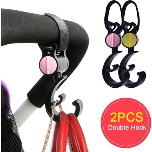 2Pcs/Pack Baby Stroller Hooks Hanger Children Bag Kids Hanger Rotate 360 Degree Infant Car Seat Accessories Stroller Organizer