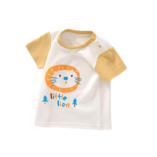 2021 Fahsion Four Seasons Cartoon Lion Baby Cotton T-Shirt Boy and Girls Cotton A Quaality Clothes