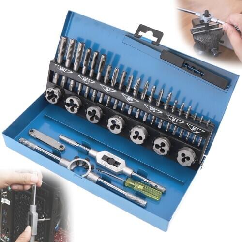 32Pcs/set M3-M12 Alloy Steel Taps and Dies Set Wrench Thread Gauge Thread Tap Die Kits With Box Hand Tools Set
