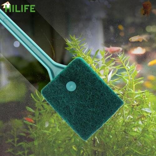 Long Handle Aquarium Accessories Fish Tank Glass Brushes Window Algae Scraper Sponge Cleaning Tools Double-sided Brush