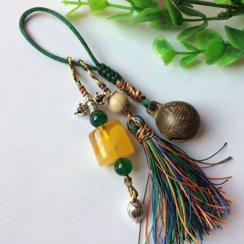 Tiger Head Bell Handmade Braid Rope Amulet Vajra Key Chain Car Keys Keychain Bag Tassel Charm Hanger Pendant KeyChain Jewelry