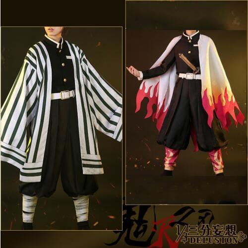 Anime! Demon Slayer:Kimetsu no Yaiba Iguro Obanai Rengoku Kyoujurou Kimono Uniforms Cosplay Costume Halloween Suit Free Shipping