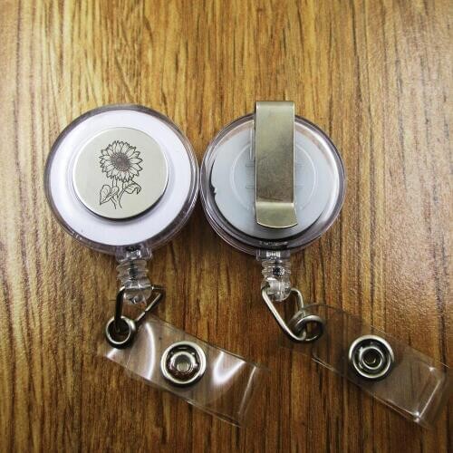 Sunflower ID Badge Reel gift for him/her friend family retractable recoil id badge holder work fun