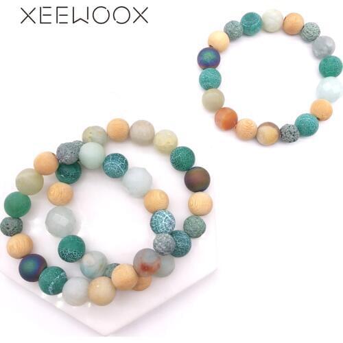 Natural Stone Bracelet For Women Couple Bead Bracelet Man Boho Woods Round Beads Bracelet Friendship Charm Gift 2019 New Custom