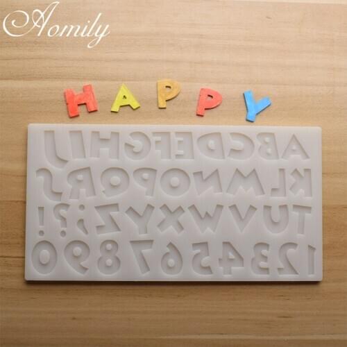 Aomily Alphanumeric Punctuation Fondant Cake Molds Cake Decorating Tools Jelly Chocolate Moulds Ice Cube Molds Baking Tools
