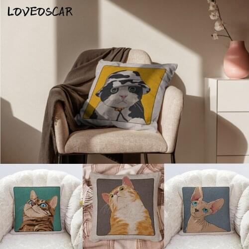 Lovely Cute Funny Kitty Cat Animal Children Decorative Cushion Cover 40 45 50 Sofa Decor Terrace Pillow Case Personalized Gift