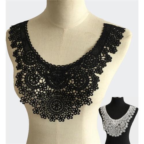 Black and white lace fabric Embroidery Polyester Laces collar DIY Sewing laces Craft material Evening party dresses Accessories