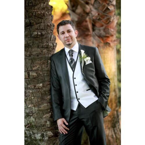 Black Top Selling Mens Suit,Custom Made Party Suit Formal Suit Groomsman Suit Boys Suit (Jacket+Pants+Tie+Vest) Groom Tuxedos