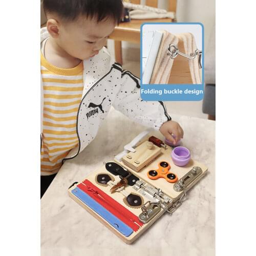 Wooden Busy Board Montessori Toys for Toddlers Foldable Sensory Toys Activity Board Early Educational Fine Moter Skill Boys Gift