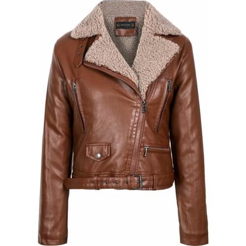 FMFSSOM Winter Cashmere Short Jacket Women Warm Lamb Wool Lining Coats Casual Moto Parker Coat Lady Autumn Windproof Outwear