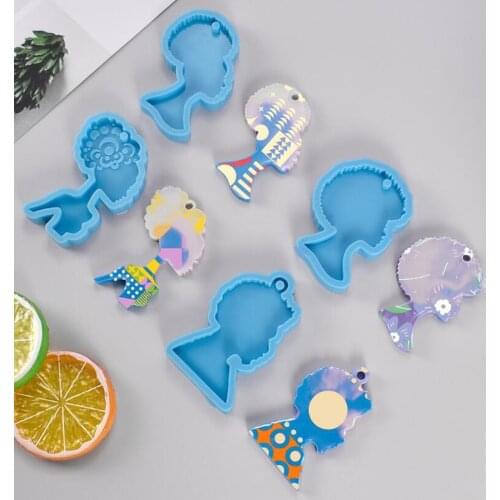 Afro Girls Shape Pendant Silicone Mold Resin Mould DIY Keychain Jewelry Craft Making Tools Silicone Resin Mold