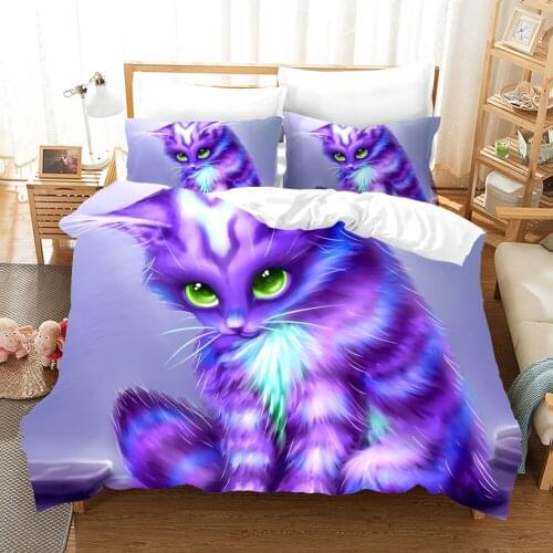 Cartoon Figure Cat Bedding Set Cute Duvet Cover Sets Comforter Bed Linen Twin Queen King Single Size Dropship