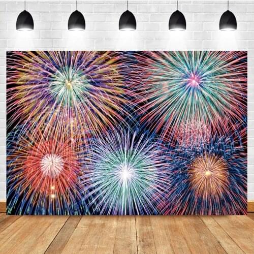 Laeacco Happy New Year Color Fireworks Celebration Party Portrait Vinyl Photo Background Photographic Backdrop For Photo Studio