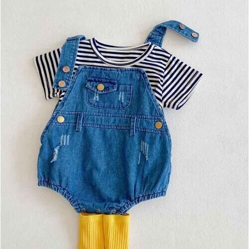 Summer Baby Bodysuit Cotton Denim Overalls Baby Girl Boy Clothes