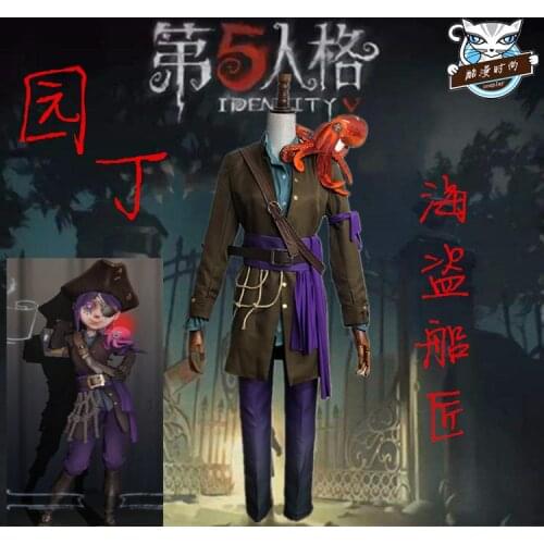 Hot !!!! Game Identity V Cosplay Costume Character Pirate Shipmaker Eye Mask+ Hat+ Octopus Doll