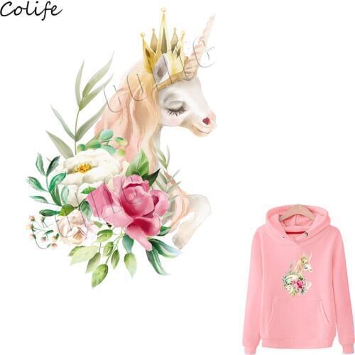 Lovely Smile Flower Unicorn Fashion Patches Badge High Quality Stickers On Clothes DIY Heat Transfers Washable Iron On Applique