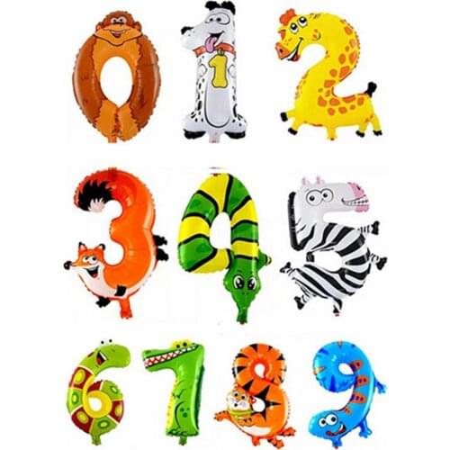 Cute Animal Number Foil Balloons Kids Party Birthday Wedding Decor Ballon Gift ballon