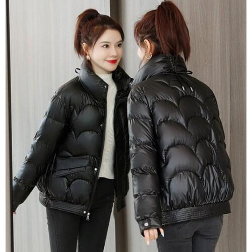 2021 New Winter Jacket Parkas Women Black Cotton Jacket Stand-up collar Parka Warm Female Cotton Jacket Casual Outwear