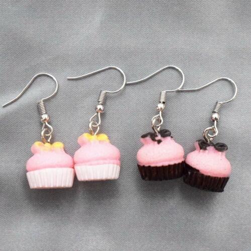 Adorable Resin Pink Bowknot Cake Women Dangle Earrings 3D Funny Simulation Food Jewelry Gift For Girls Dropshipping 1 Pair