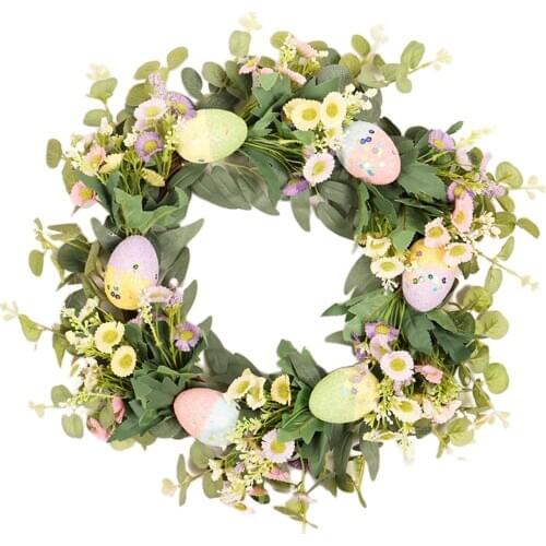 Easter Wreath Window Wall Decoration Fake daisy Pastel Eggs Lintel Garland