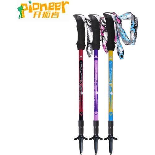 Pioneer Hiking Walking Stick Ultra-light Carbon Fiber Alpenstock Climbing Camping Trekking Matraque Telescopic Canes Pole