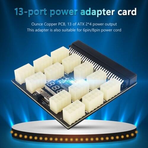 ATX 13X 6 8Pin 1200W Boot Board Power Supply Adapter 12V Power Board Converter Card for BTC Miner Mining Card Black