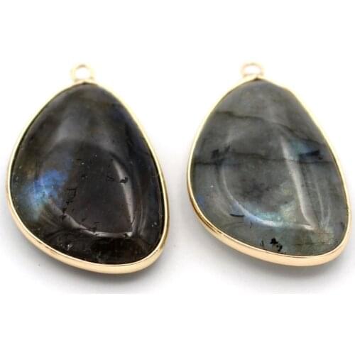 6pcs Natural Stone Pendant Charms High Quality Polished Labradorite Stone Pendant for DIY Earrings Necklace Jewelry Making