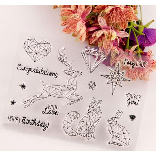 Diamond and deer Clear Rubber Stamps Scrapbooking Sheet Silicone Seals Craft Stencil Album Stamps Paper Card Making Template