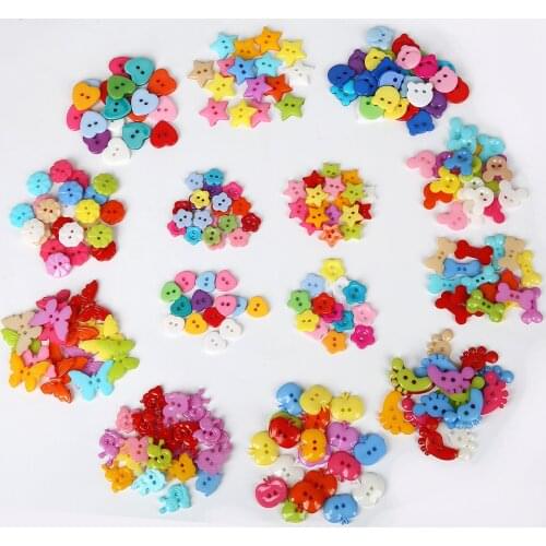 Promotion 50-100PCS Love Heart Round Star Mix Shape DIY Scrapbooking Cartoon Buttons Plastic Buttons Childrens Garment Sewing