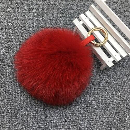 Furling Pom-Pom-Ball Key-Chain Charm Handbag Pendant Real-Fox-Fur Fluffy Hair-Keyring Toys