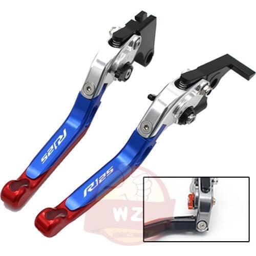 Adjustable Folding Extendable Brake Clutch Lever For YAMAHA YZFR125 YZF R125 2014 2015 16 17 BLUE NEW STYLE with logo Motorcycle