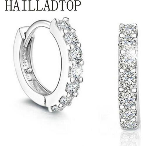 Silver Earrings Fashion Male Female Models Cute Vintage Jewelry Super Flash Crystal Jewelry Rhinestone Earrings Trendy Earrings