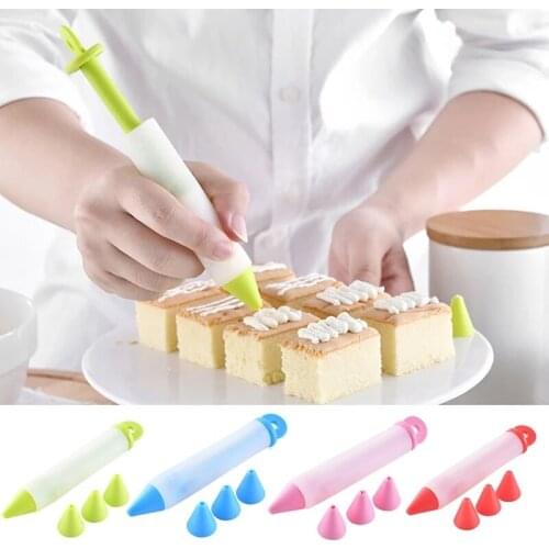 S30 4headgear Silicone Food Writing Pen Chocolate Decorating Tools Cake Mold Cream Cup Cookie Pastry Nozzles Kitchen Accessories