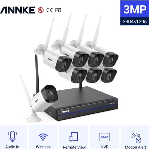 ANNKE 8CH 1080P FHD WiFi NVR Video Surveillance System 5MP NVR 2MP Bullet Weatherproof IP Cameras With Audio Recording CCTV Kit