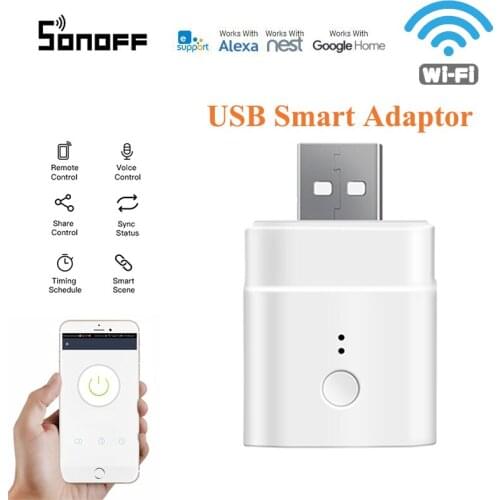 1PCS SONOFF Micro 5V Wifi USB Smart Adaptor Smart eWelink App Remote/Voice Control Compatible with Alexa Google Home Assistant