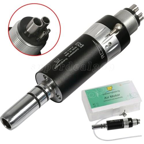 NSK Style Dental E-type Air Motor 4 Hole Slow/Low Speed Handpiece 1:1 Direct Drive Black Color