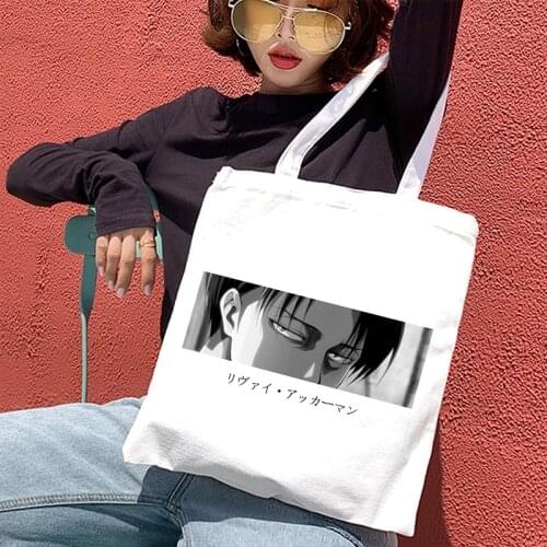 Aot Levi Attack On Titan Anime Shopper Bags Tote Bag Shingeki No Kyojin Shopping Bag Shoulder Bag Canvas Handbag Female Hand Bag