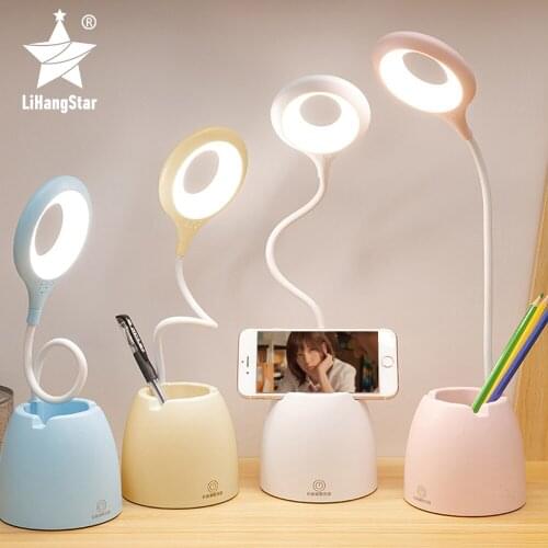 LED Desk Lamp Touch Dimming USB Night Light Dimming Reading Desk Lamp Eye Protection Learning Multi-function Bracket Pen Holder