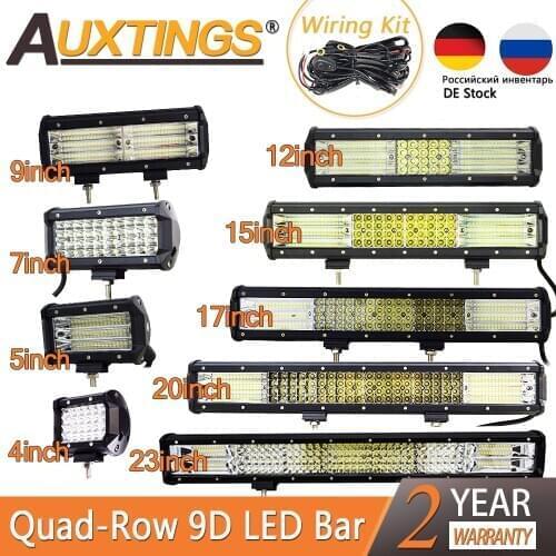 Auxtings 9D Quad Rows Led work light 4in 20in 23in 60W 510w 570W Offroad Led light bar for car Tractor Truck 4x4 SUV ATV 12V 24V