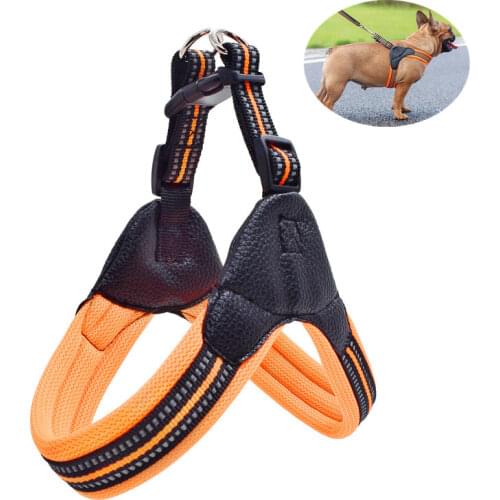 Reflective Cozy Mesh Dog Harnesses French Bulldog No Pull Small Dog Harness Leather Dog Collar For Small Medium Dog Accessories
