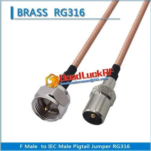TV F Male to IEC Male Plug Pigtail Jumper RG316 extend Cable 50 ohm Low Loss High-quality