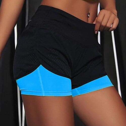 Women Yoga Sports Shorts Summer High Waist Fitness Jogger Running 2 Layer Short Pants Girl Anti-glare Workout Quick Dry Shorts