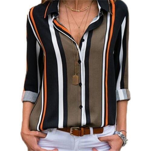 Loose Striped Shirts Women Casual Blouses Turn-down Collar Long Sleeve Kimono Tops Women Camisas Mujer