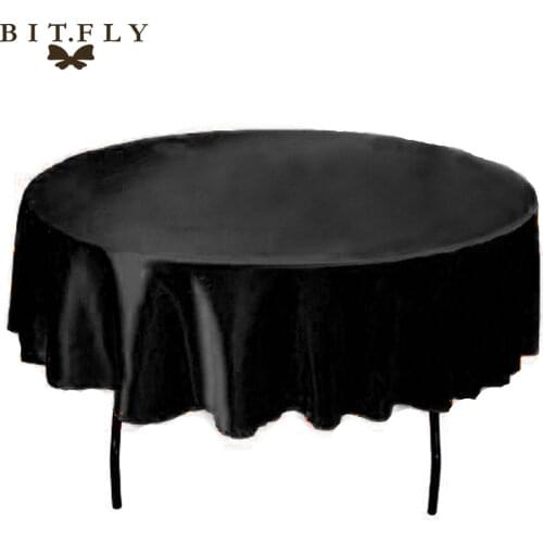145cm Round Satin Tablecloth Table Cloth Cover Waterproof Oilproof Home Wedding Party Restaurant Banquet diy Decoration Black