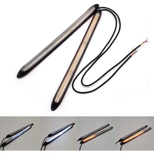 2pcs 10.83" Car Turn Signal LED Headlight Strip Sequential Flow Yellow White Light Waterproof