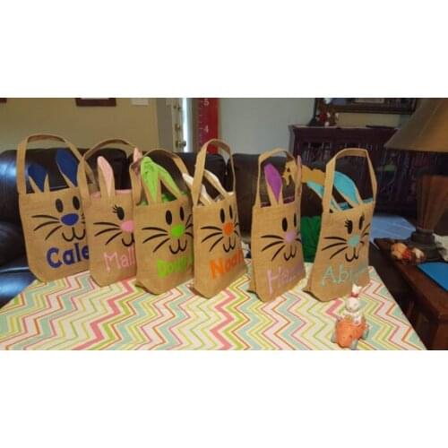 30pcs/lot Hot selling Burlap Bunny Basket Easter burlap bunny basket Easter Gift Bag easter bag bunny basket