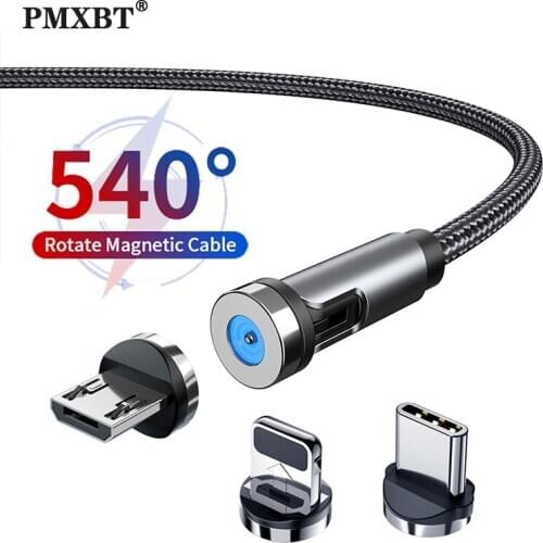 540 Rotate Magnetic Cable Fast Charging Type C Micro USB Magnet Charger Cable For iPhone Xiaomi Samsung Mobile Phone Charge Wire